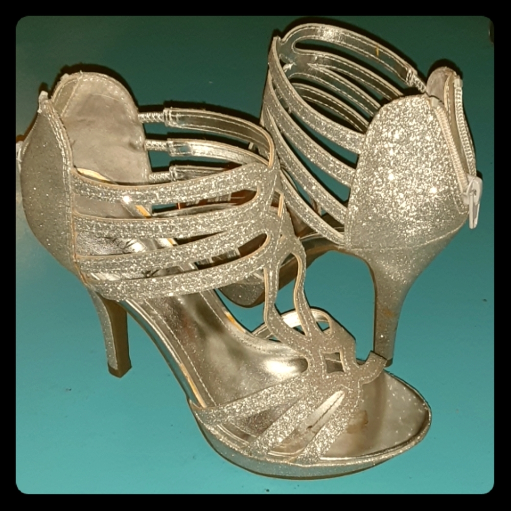 Silver high heels